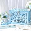 imageOurWarm Blue Wedding Card Box for Party PVC Gift Card Box for Wedding Decorations with Lock Envelope Money Wedding Card Boxes for Reception Anniversary Graduation Bridal Shower Birthday DecorBlue