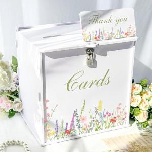 imageOurWarm White Wedding Card Box with Lock PVC Gift Card Box for Wedding Decorations Reception Money Gift Boxes for Party Baby Shower Anniversary Bridal Graduation Decor