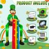imageOurWarm 8FT St Patricks Day Inflatables Outdoor Decoration Sitting Inflatable Leprechaun with 3m Rainbow St Patricks Day Blow up Leprechaun Inflatable Yard Decor with LED Lights for Roof Porch