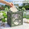 image:imageOurWarm Green Wedding Card Box for Receptions PVC Gift Card Box for Wedding with Acrylic Windows Envelope Money Gift Box for Anniversary Bridal Baby Showers Graduation Birthday Party