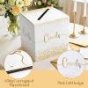 image:imageOurWarm Wedding Card Box with Gold Glitter  White Paper Cards Box with Gold Foil Lettering Elegant Reception Card Holder for Wedding Bridal Shower amp Party Decor