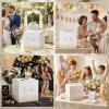 image:imageOurWarm Wedding Card Box with Gold Glitter  White Paper Cards Box with Gold Foil Lettering Elegant Reception Card Holder for Wedding Bridal Shower amp Party Decor