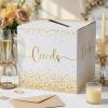 image:imageOurWarm Wedding Card Box with Gold Glitter  White Paper Cards Box with Gold Foil Lettering Elegant Reception Card Holder for Wedding Bridal Shower amp Party Decor