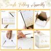 image:imageOurWarm Wedding Card Box with Gold Glitter  White Paper Cards Box with Gold Foil Lettering Elegant Reception Card Holder for Wedding Bridal Shower amp Party Decor
