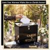 image:imageOurWarm Wedding Card Box with Lock Sage Green Acrylic Card Box for Wedding with 3D Raised Lettering Large Envelope Money Gift Card Box for Party Graduation Birthday Baby Shower Wedding DecorationsBlack