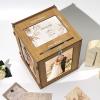 image:imageOurWarm Wooden Wedding Card Box with Picture Frame Large Gift Card Box for Wedding Reception Rotatable Envelope Money Card Box for Party Graduation Birthday Baby Shower Wedding Decorations