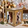 image:imageOurWarm Wooden Wedding Card Box with Picture Frame Large Gift Card Box for Wedding Reception Rotatable Envelope Money Card Box for Party Graduation Birthday Baby Shower Wedding Decorations