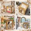 image:imageOurWarm Wooden Wedding Card Box with Picture Frame Large Gift Card Box for Wedding Reception Rotatable Envelope Money Card Box for Party Graduation Birthday Baby Shower Wedding Decorations