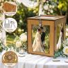 image:imageOurWarm Wooden Wedding Card Box with Picture Frame Large Gift Card Box for Wedding Reception Rotatable Envelope Money Card Box for Party Graduation Birthday Baby Shower Wedding Decorations