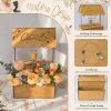 image:imageOurWarm Wooden Wishing Well Wedding Card Box with Lock amp Flower Trough Brown Wedding Card Boxes for Reception Rustic Box for Cards at a Party for Birthday Graduation Baby Shower Reception Decor