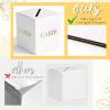 image:imageWedding Card Box with Gold Foil Lettering White Thickened Cardboard Money Gift Card Holder Large Envelope Card Box for Reception Bridal Shower Anniversary Birthday Graduation Party Decor