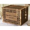 image:imageOurWarm Customized Wedding Card Box with Lid Wooden Hollow Rattan Pattern Rustic Envelope Money Card Box for Wedding Graduation Party Baby Shower DecorA