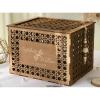 image:imageOurWarm Customized Wedding Card Box with Lid Wooden Hollow Rattan Pattern Rustic Envelope Money Card Box for Wedding Graduation Party Baby Shower DecorD