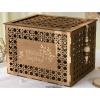 image:imageOurWarm Customized Wooden Wedding Card Box with Lid Rustic Hollow Rattan Pattern Money Envelope Box Card Holder for Wedding Reception Graduation Baby Shower Party Decor