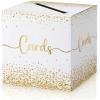 image:imageOurWarm Wedding Card Box with Gold Glitter  White Paper Cards Box with Gold Foil Lettering Elegant Reception Card Holder for Wedding Bridal Shower amp Party Decor