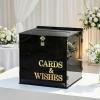 image:imageOurWarm Wedding Card Box with Lock Sage Green Acrylic Card Box for Wedding with 3D Raised Lettering Large Envelope Money Gift Card Box for Party Graduation Birthday Baby Shower Wedding DecorationsBlack