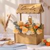 image:imageOurWarm Wooden Wishing Well Wedding Card Box with Lock amp Flower Trough Brown Wedding Card Boxes for Reception Rustic Box for Cards at a Party for Birthday Graduation Baby Shower Reception Decor
