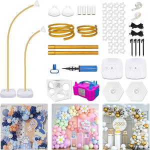 image:imageOurWarm Balloon Arch Kit with Balloon Pump Electric 82FT amp 5FT Gold Half Balloon Arch Stand with Base Free Bending Arch Frame Backdrop for Wedding Birthday Party Baby Shower Graduation DecorationGold Half Balloon Arch with Pump