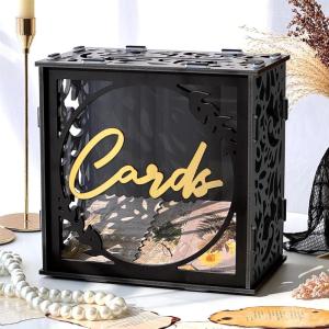 image:imageOurWarm Black Wedding Card Box with Acrylic Window PVC Gift Card Box for Wedding Decorations Reception Envelope Money Gift Boxes for Party Graduation Birthday Baby Shower Anniversary Bridal Decor