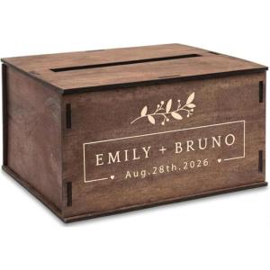 image:imageOurWarm Customized Wooden Wedding Card Box with Lid Upgraded Buckle Assembly Elegant Card Box for Wedding DecorA