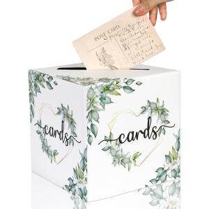 image:imageOurWarm Greenery Wedding Card Box Cardboard Gift Card Box Holder for Wedding Reception Envelope Money Card Receiving Box for Party Graduation Birthday Baby Shower Decorations 78 x 78 x 78