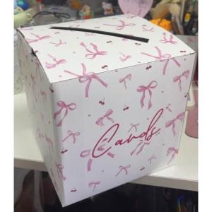 image:imageOurWarm White Wedding Card Box Pink Bow Gift Card Box for Party Wedding Reception Birthday Graduation Baby Shower Raffle