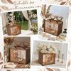 image:imageOurWarm Brown Wedding Card Box for Reception with Dual Slots Vintage Large Wooden Box with Lock and Divider Rustic Envelope Gift Card Box for Wedding Reception Table Decorations Bridal Shower
