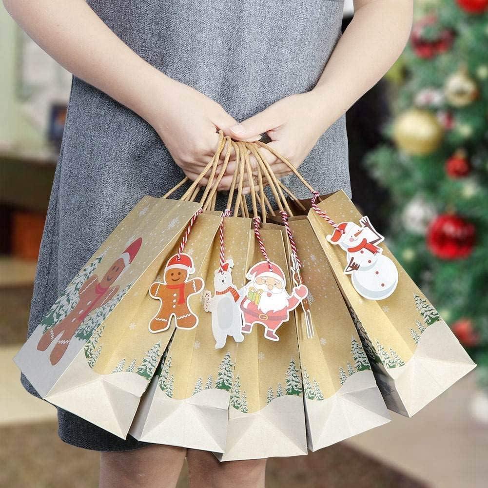 image:imageOurWarm 24 Pack Christmas Gift Bags with Matching Tags Kraft Holiday Gifts Bags with Festive Prints 9x7x4 Sturdy Christmas Goodie bags with Handle for Gifts to GiveParty FavorsGifts Wrapping