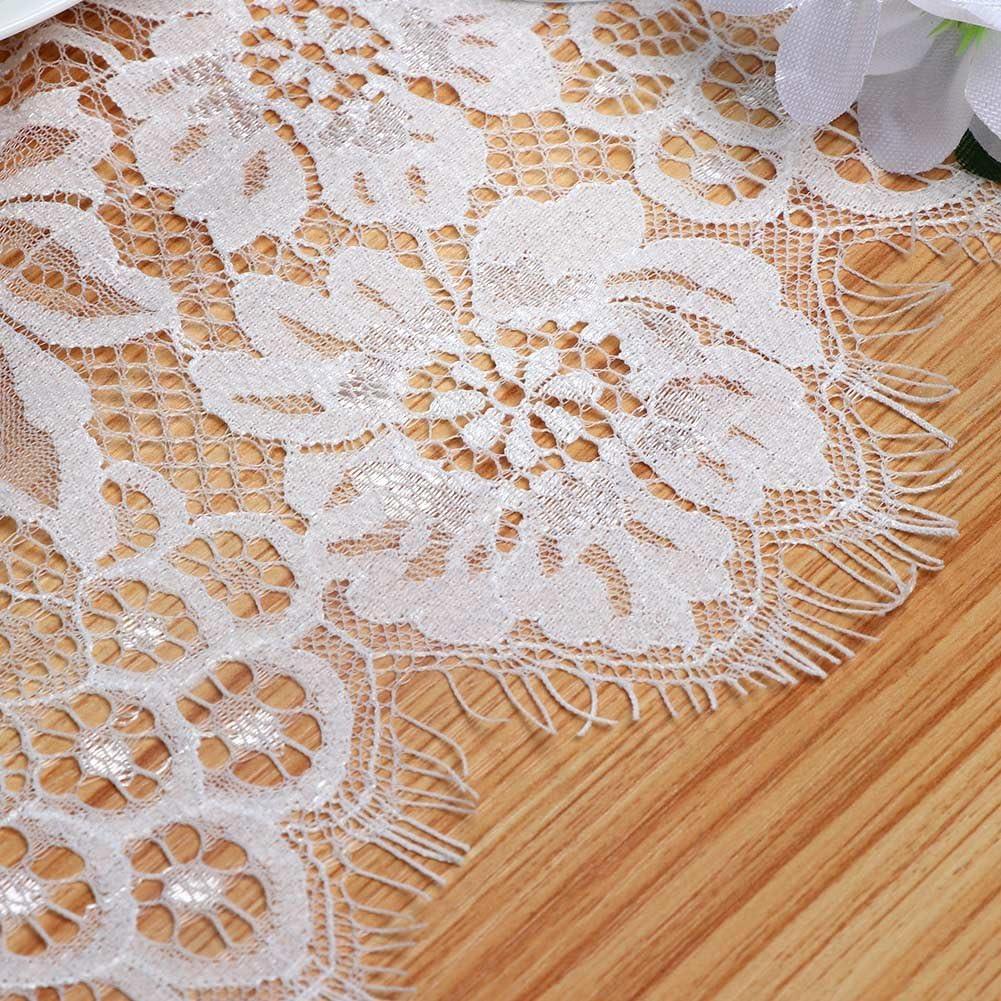 image:imageOurWarm 28 x 120 Inches Vintage Lace Wedding Table Runner White Floral Lace Table Runners for Rustic Chic Wedding Reception Table Decor Boho Wedding Bridal Shower Party Decorations
