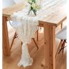 image:imageOurWarm 28 x 120 Inches Vintage Lace Wedding Table Runner White Floral Lace Table Runners for Rustic Chic Wedding Reception Table Decor Boho Wedding Bridal Shower Party Decorations