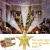 image:imageOurWarm Christmas Tree Topper Lighted Star Tree Topper Gold Christmas Tree Star with Adjustable Rotating Magic Rainbow Projector Lights 3D Hollow Star Tree Topper for Christmas Tree Decorations