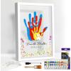 image:imageOurWarm Family Handprint Kit for 4 DIY Baby Handprint Set Keepsake Gifts with 50 PC Stickers amp 12 Paints Baby Footprint Kit Wooden Frame for New Parents Anniversary Newborn Adoption Day Gifts