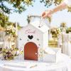 image:imageOurWarm Wooden Wedding Card Box with Flower Trough Rustic House Gift Card Box for Wedding with Magnetic Door White Wedding Card Boxes for Reception for Graduation Baby Showers Birthday Party Decor