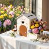 image:imageOurWarm Wooden Wedding Card Box with Flower Trough Rustic House Gift Card Box for Wedding with Magnetic Door White Wedding Card Boxes for Reception for Graduation Baby Showers Birthday Party Decor