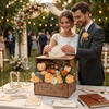 image:imageOurWarm Personalized Wedding Card Box with Names amp Date Custom Gift Card Box for Wedding with Flower Trough LaserCut Engraving Card Holder for Reception Bridal Shower Engagement Party Decor