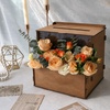 image:imageOurWarm Customizable Brown Wedding Card Box with Flower Trough amp Acrylic Panel  Personalized Wooden Gift amp Money Box for Weddings Baby Showers Graduations Birthdays and Party Decorations