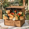 image:imageOurWarm Personalized Wedding Card Box with Names amp Date Custom Gift Card Box for Wedding with Flower Trough LaserCut Engraving Card Holder for Reception Bridal Shower Engagement Party Decor