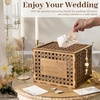 image:imagePersonalized Wooden Card Box for Wedding Bridal Shower Engagement Party  Wood Hollow Rattan Engraved Laser Customizable Name amp Date Customized Large Envelope Box Rustic Wedding Box for CardsE