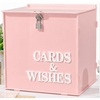 image:imageOurWarm Pink Acrylic Card Box for Wedding with 3D Raised Lettering Large Envelope Money Gift Card Box for Party Graduation Birthday Baby Shower Wedding Decorations
