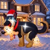 image:imageOurWarm 5FT Funny Christmas Inflatables Outdoor Decoration Christmas Dog Pooping Inflatable Holding Gingerbread Christmas Blow Ups with LED Lights for Xmas Lawn Garden Party Indoor Outdoor Decor