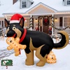 image:imageOurWarm 5FT Funny Christmas Inflatables Outdoor Decoration Christmas Dog Pooping Inflatable Holding Gingerbread Christmas Blow Ups with LED Lights for Xmas Lawn Garden Party Indoor Outdoor Decor