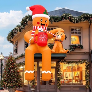 image:image16FT Sitting Christmas Inflatables Outdoor Gingerbread Man with Dog amp Cup