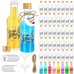 image:imageOurWarm 50 Pack Happy Birthday Mini Liquor Bottles 17oz50ml Empty Plastic Shot Bottles with Gold Screw Caps Funnels Tags amp Twines for Juice Wine Alcohol Juicing Ginger Shots Birthday Party FavorsBirthday