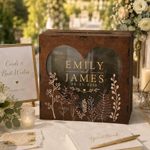 image:imageCustomized Wooden Card Box for Wedding Reception with Names and Date