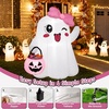 image:image5FT Cute Halloween Inflatables Ghost Blow Ups Outdoor with Pink Bow