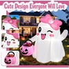 image:image5FT Cute Halloween Inflatables Ghost Blow Ups Outdoor with Pink Bow