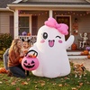 image:image5FT Cute Halloween Inflatables Ghost Blow Ups Outdoor with Pink Bow