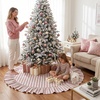 image:image60 Inch Vintage Christmas Tree Skirt Pink Striped Cotton Holiday Decor