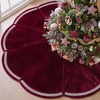 image:image84 in Burgundy Velvet Christmas Tree Skirt Petal Tree Mat with Faux Pearls