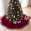 image:image84 in Burgundy Velvet Christmas Tree Skirt Petal Tree Mat with Faux Pearls
